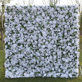 Aperturee - Aperturee White Rose Faux Floral Wall Backdrop For Wedding
